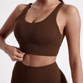 Solid Color Women Cross Back Fitness Underwear Soft Fitness Sport Bra Top Gym Yoga Athletic Workout With Chest Pad Comprehensive